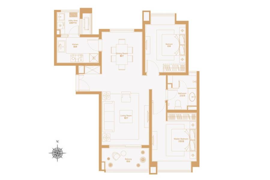 瑞虹新城怡庭户型图 南北两房 110㎡