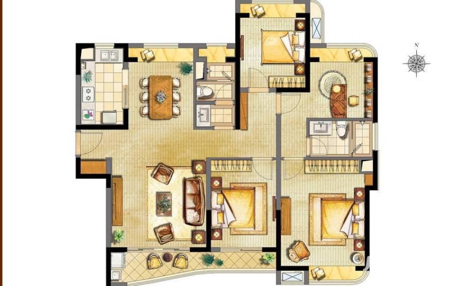 惠南颐景园浦东颐景园户型图 浦东颐景园户型图d1户型图 4室 144㎡