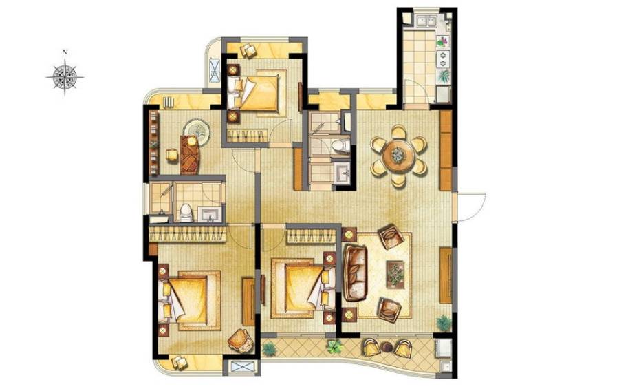 浦东颐景园户型图 浦东颐景园户型图d2户型图 4室 144㎡