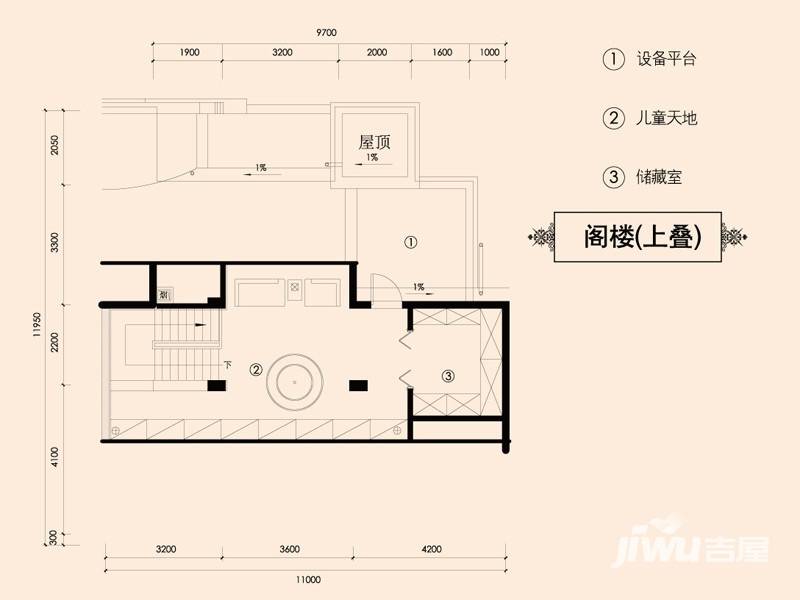 银亿领墅户型图 上叠别墅阁楼220.69-233.69平米