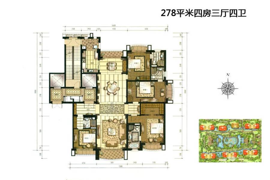 上海星河湾上海星河湾户型图 278平米四房三厅四卫 278㎡