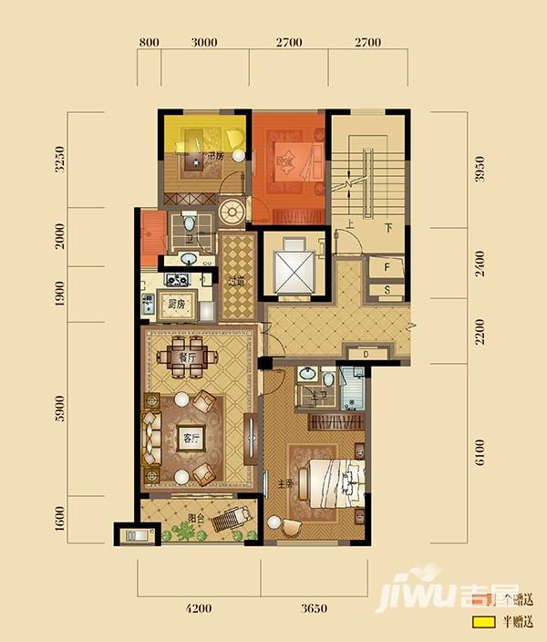 铂金府邸户型图 二期l户型 98㎡