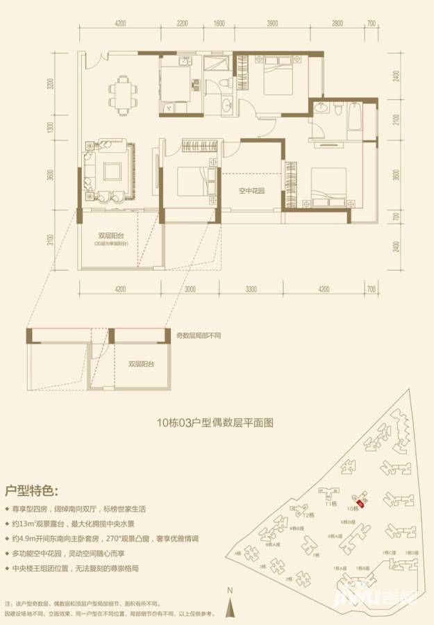 信义嘉御山户型图 10栋03户型 140㎡