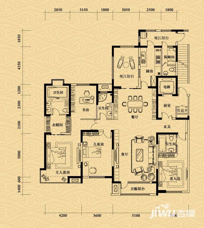 240平大平层经典户型图,200平大平层经典户型图 中海·紫御江城中海紫御江城户型图 d观澜四室两厅三卫240平 240㎡