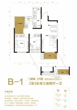 中国铁建梅溪青秀户型图  92㎡