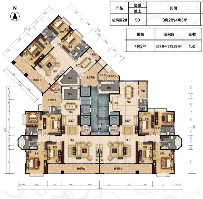 碧桂园天玺湾碧桂园天玺湾户型图 超高层2#楼层平面图