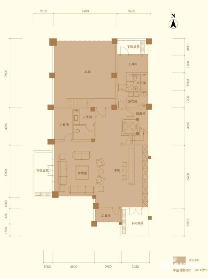 金茂梅溪湖金茂梅溪湖户型图 别墅户型a-负 139㎡