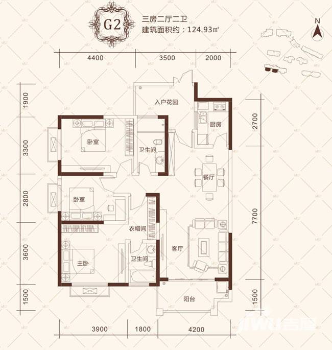 克拉美丽山庄克拉美丽山庄户型图 9号栋 g2户型 124.93㎡