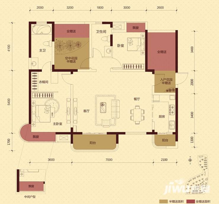 润和紫郡户型图 d1两室两厅两卫 124.6㎡