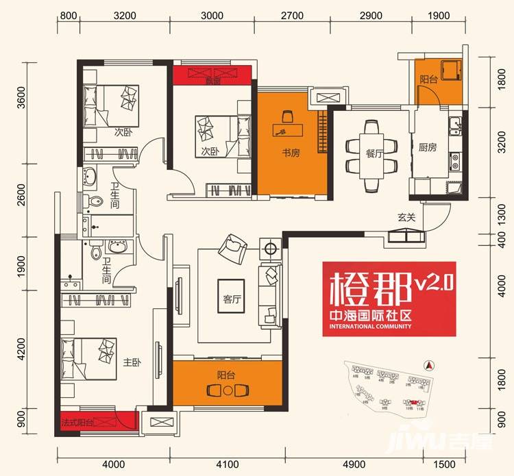 中海国际社区户型图 中海国际橙郡二期f户型