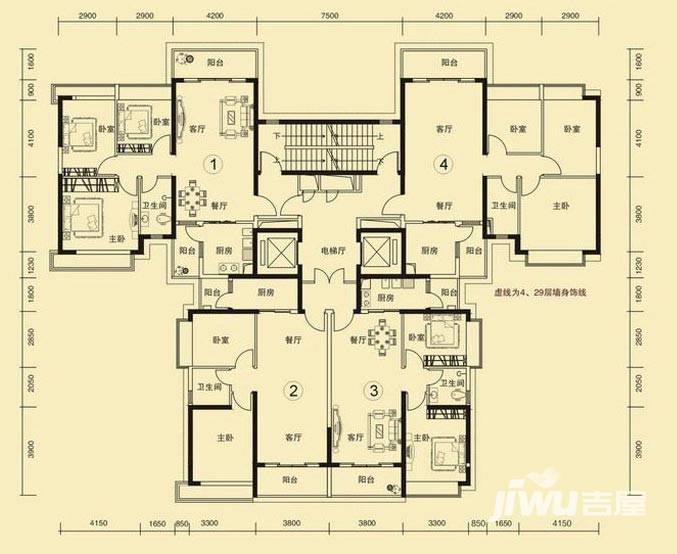 恒大雅苑恒大雅苑户型图 63栋整层平面图户型图|恒大雅苑户型图_开福