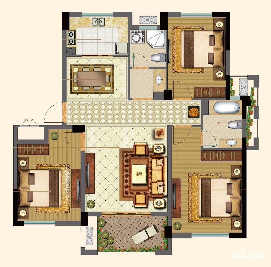 旺庭公馆旺庭公馆户型图 高层d 110平米三居户型