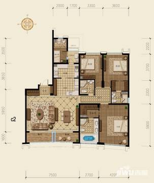 约760万/套参考首付:约228万远洋公馆绿园五室户型图 280-353㎡5室5厅