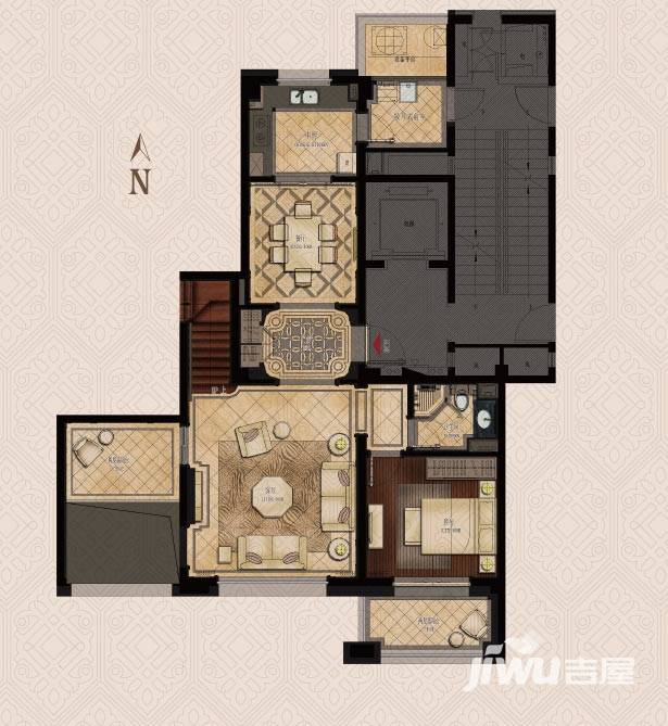 金地天逸户型图 7,11,12号楼185方e2跃层下层 185㎡