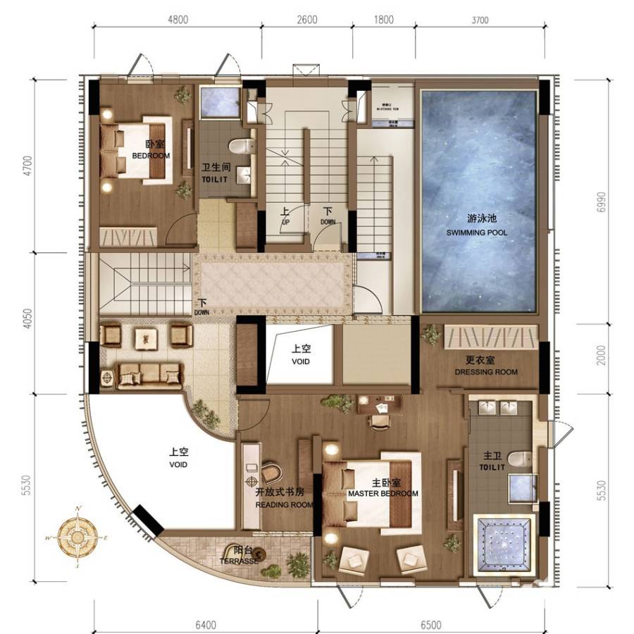 钱塘艺墅户型图 10号楼屋顶别墅二层 326㎡