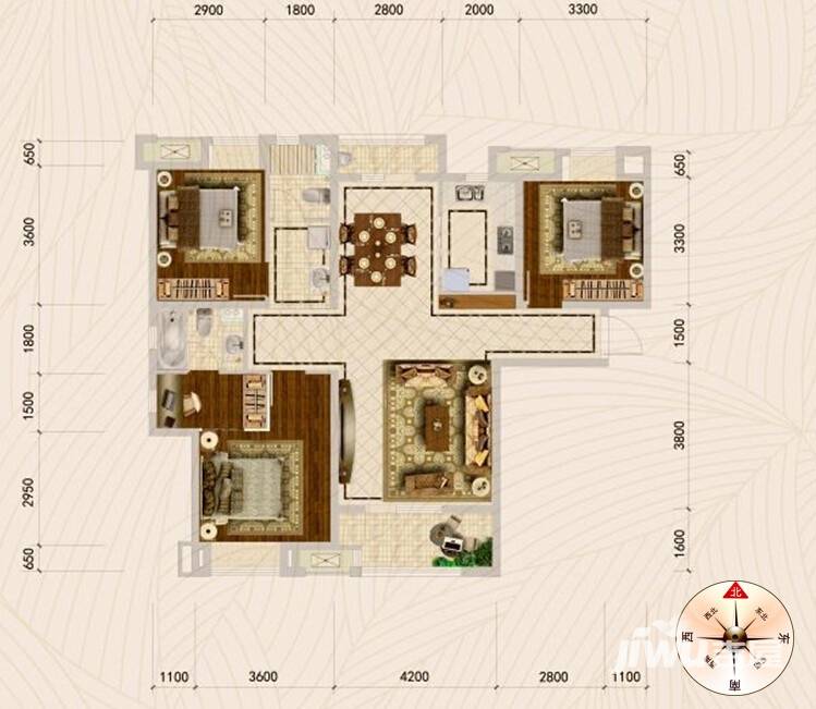 金地自在城金地自在城户型图 4b户型 128㎡