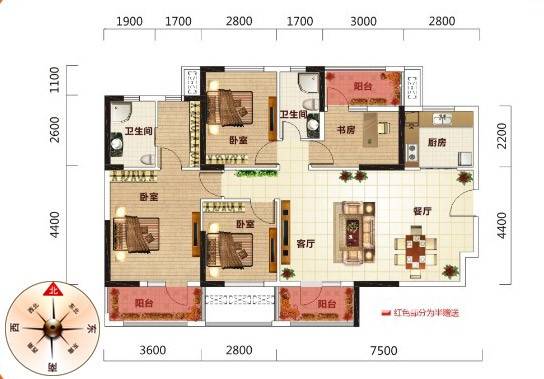 星悦城户型图 3a 奢阔四房 137㎡