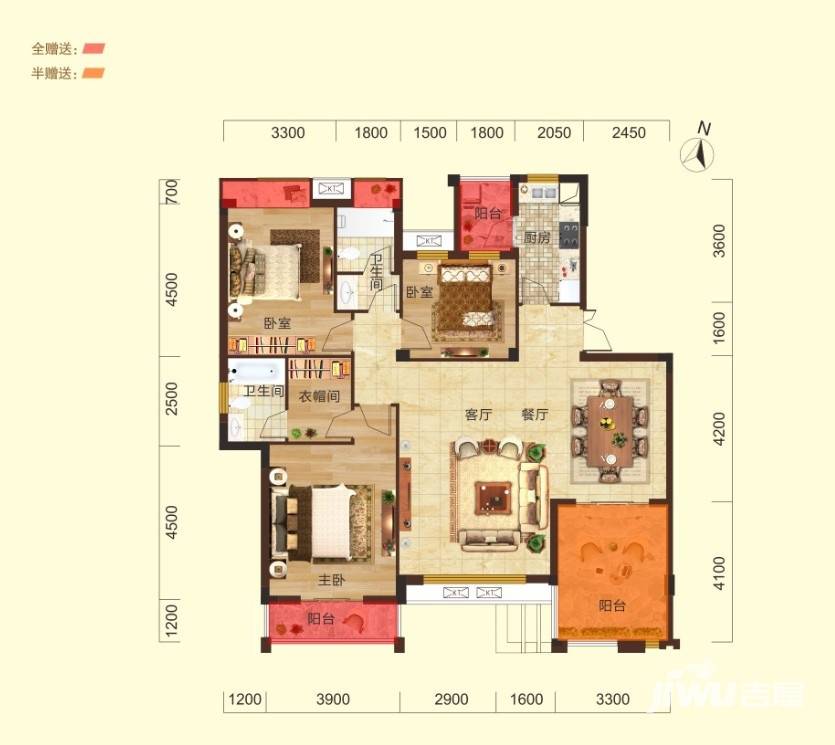 星悦城户型图 洋房 5楼 142㎡