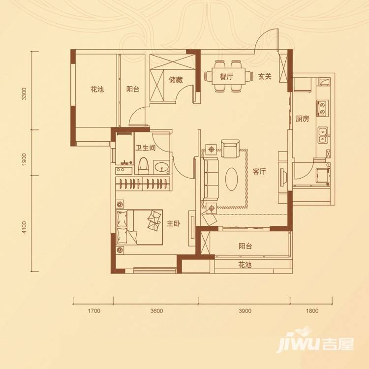 万科金域蓝湾户型图 2c 79.00㎡