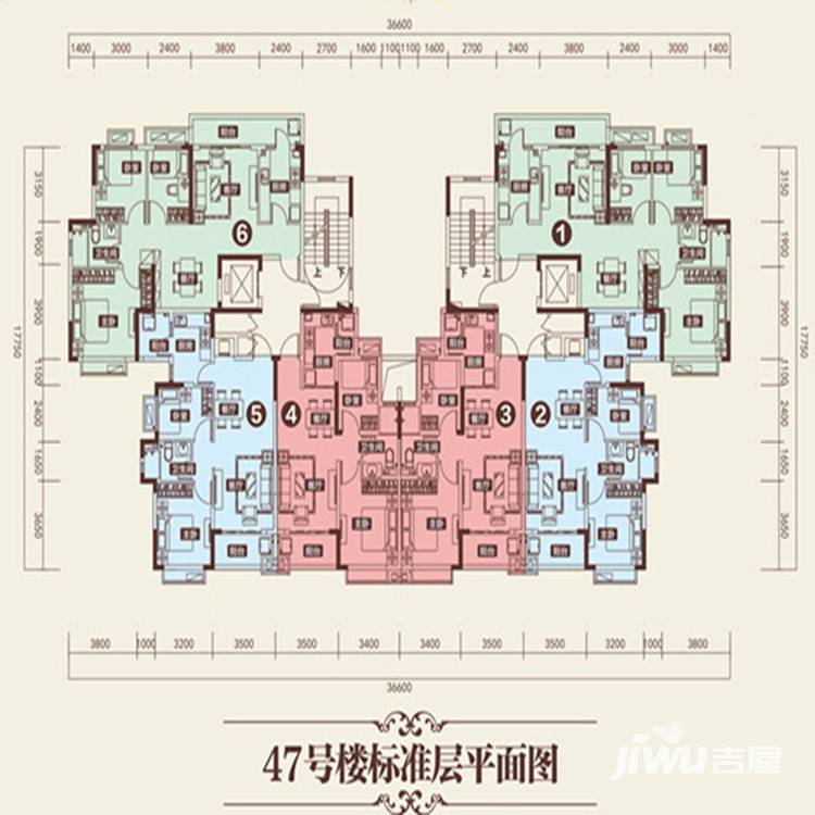 恒大龙城御湖湾户型图 47号楼标准层平面图