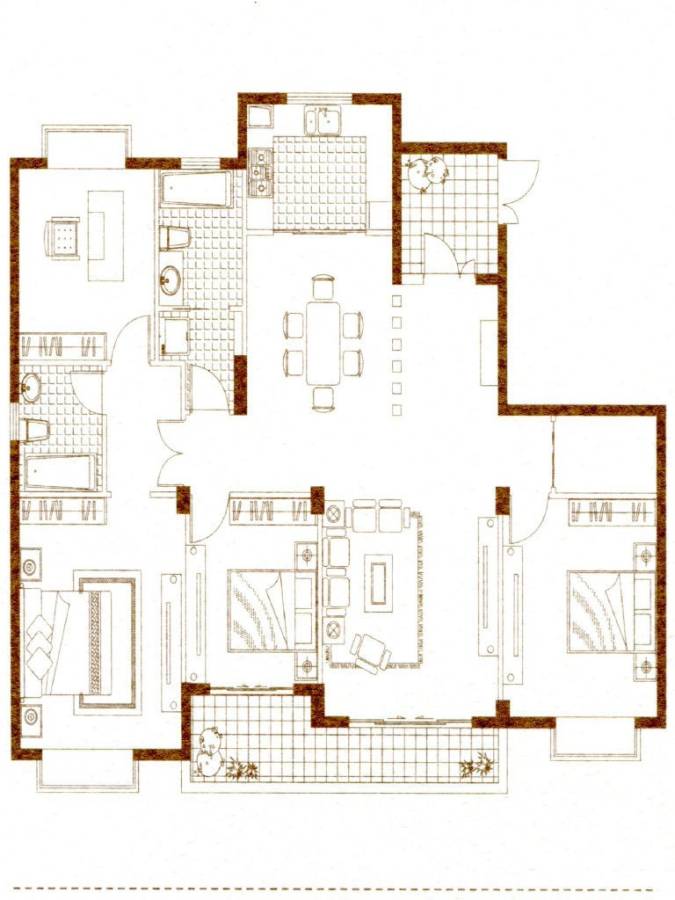 弘建公园国际弘建公园国际户型图 四房两厅两卫-160平米-72套