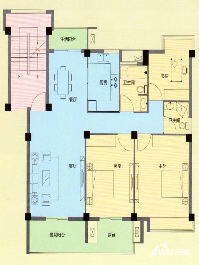 府前沁园户型图 三房两厅两卫-111-115平米-40套