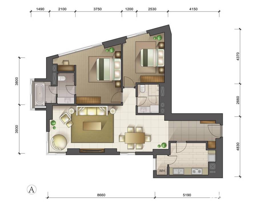 天津雅颂居天津雅颂居户型图 a户型两室两厅两卫 149㎡