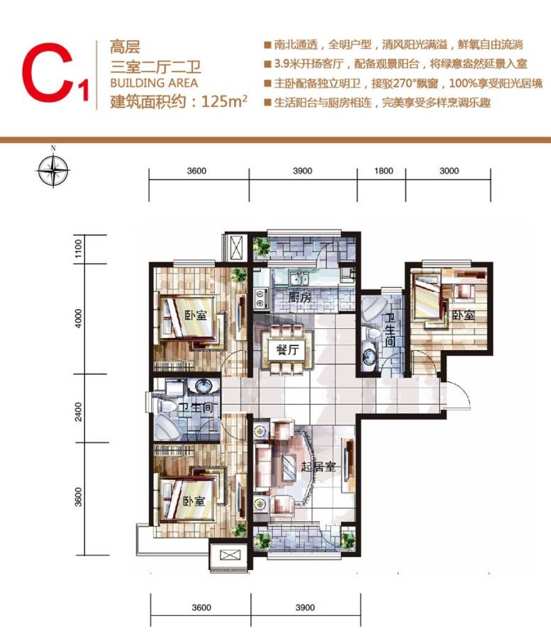 中国铁建国际城中国铁建国际城户型图 c1 125㎡