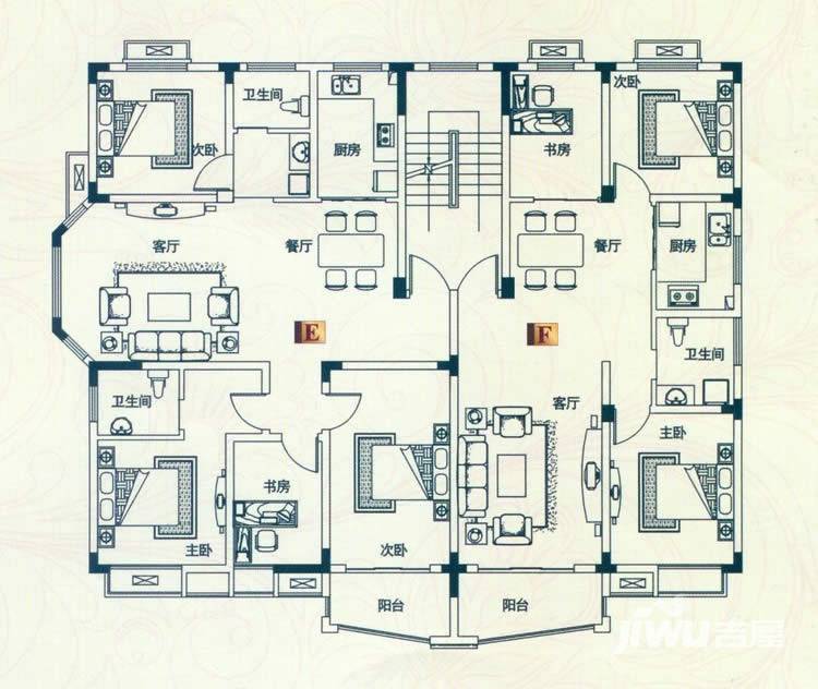 嘉和名城嘉和名城户型图 嘉和名城左e房型四房两厅两卫123平米5#02,右