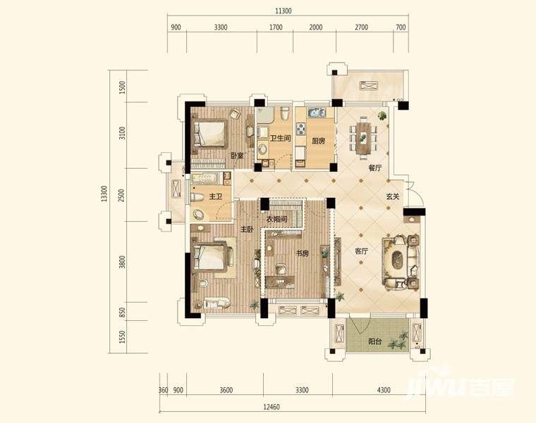 得力浅水湾户型图 136㎡