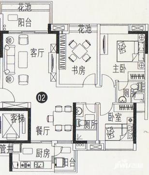 人盛巴厘天地户型图 阳光荟 9号楼2梯02单元 98.39㎡