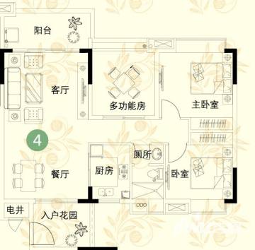 人盛巴厘天地户型图 一期1号楼1-3梯04单位 100.46㎡