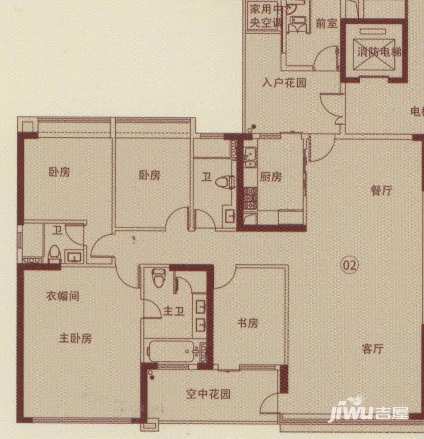 星晨时代豪庭户型图 6座8-11层02单位 232.51㎡