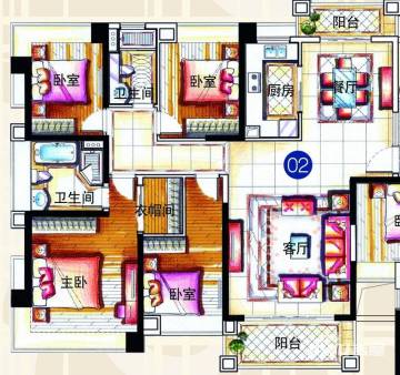 锦绣御景国际户型图 城央华府二期5座02户型 166㎡