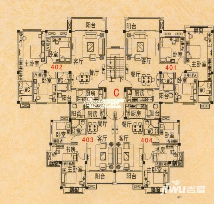 碧桂园豪园户型图 翠湖苑c座4层平面图