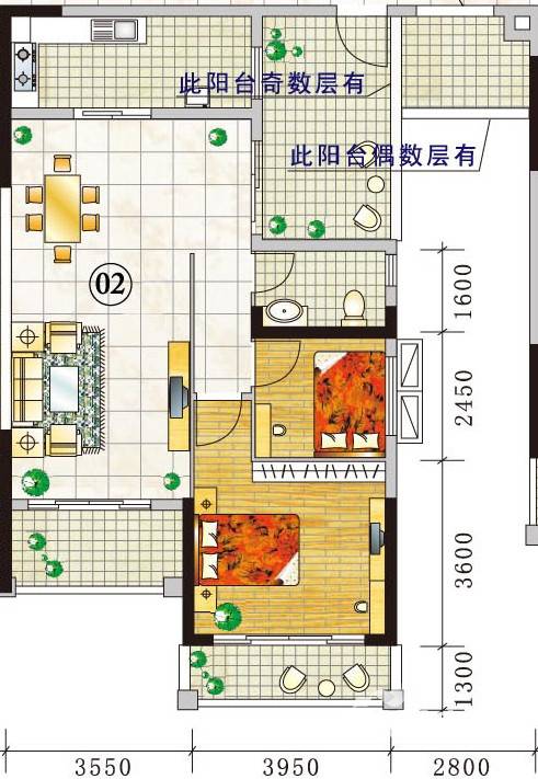 豪利花园户型图 三期 豪景阁e栋2-13层