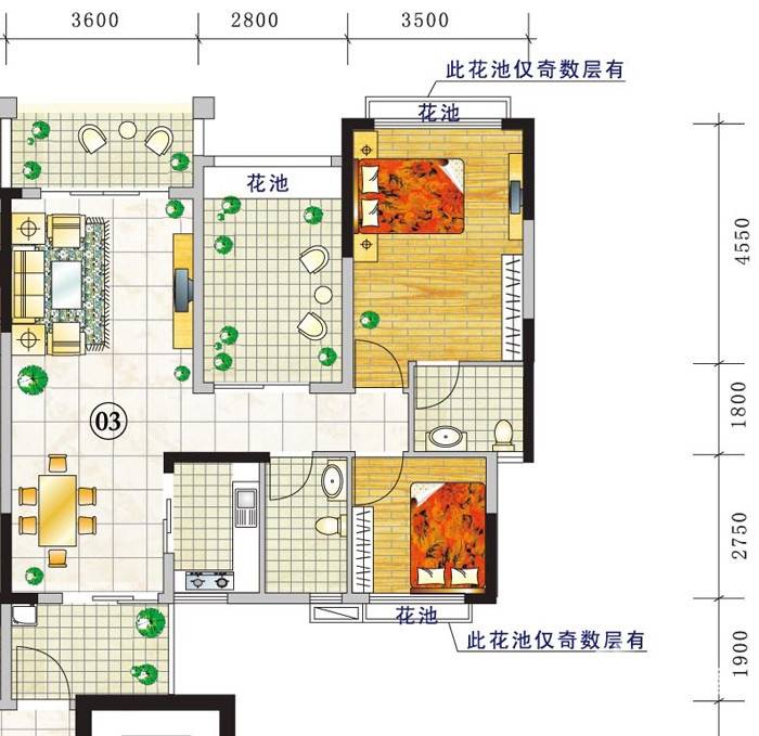 豪利花园户型图 豪景阁 c栋单位2-13层