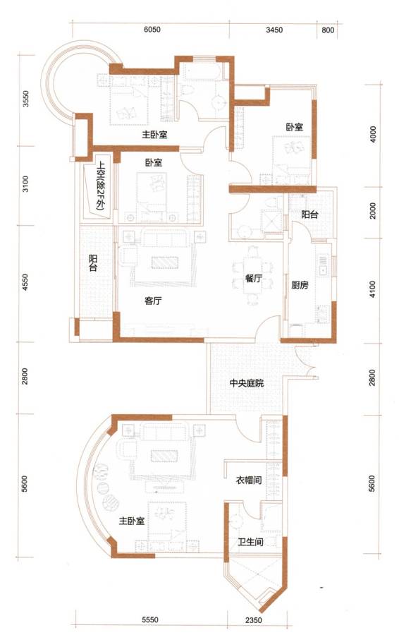 广园东东方名都户型图 13座01单元 168㎡