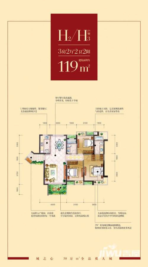 漳州国贸润园h2h3户型 面积约