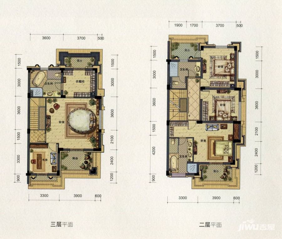 东方铭苑户型图 法式排屋p 二三层 280㎡