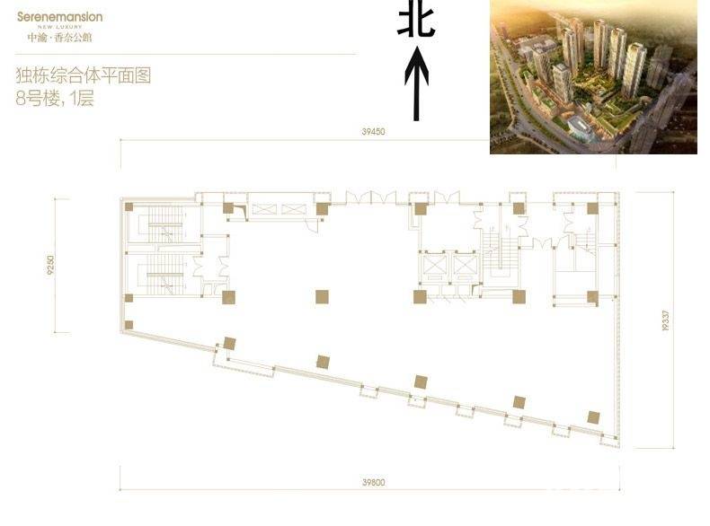 中渝香奈公馆中渝香奈公馆户型图 独栋综合体平面图8号楼1层