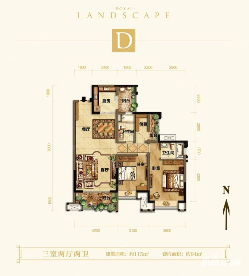 紫御江山户型图 紫御江山御湾组团高层1/2/7号楼d户型套内约94 115