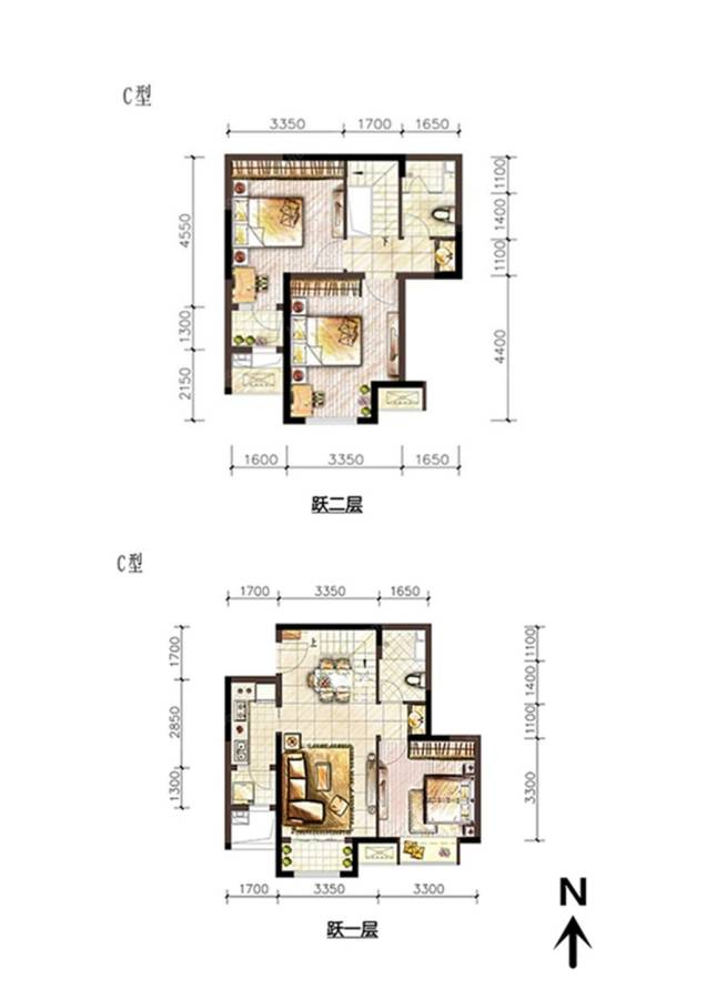 万科金域学府户型图 跃层c户型