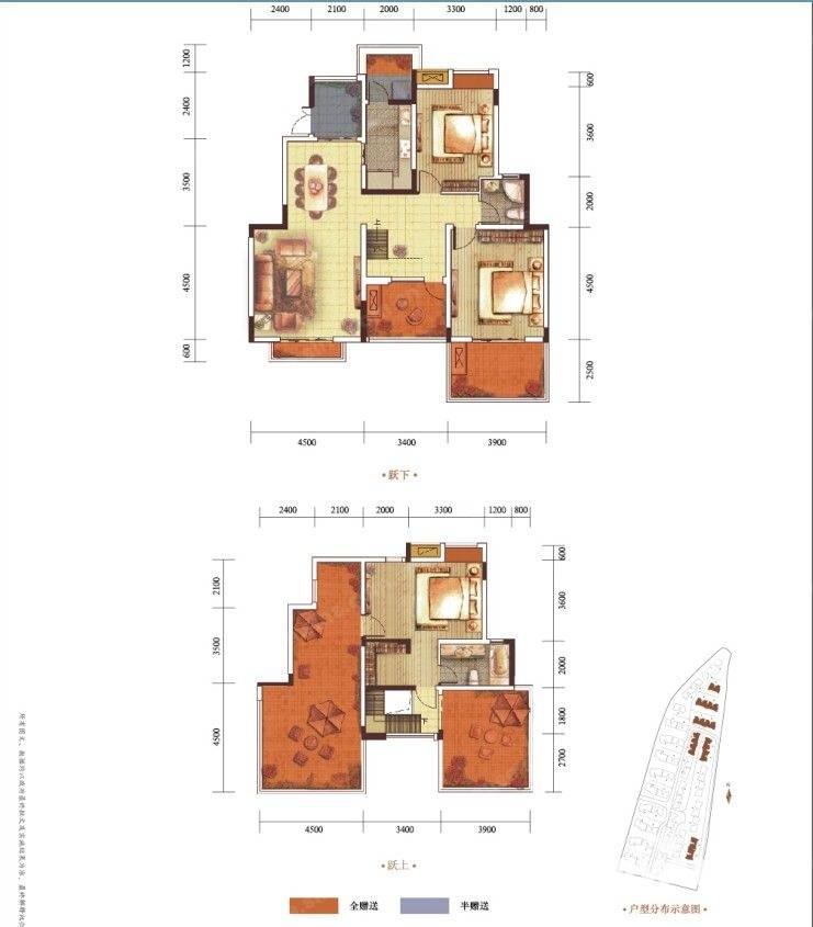 保亿丽景紫园保亿丽景紫园户型图 三室两厅两位跃层 套内127.