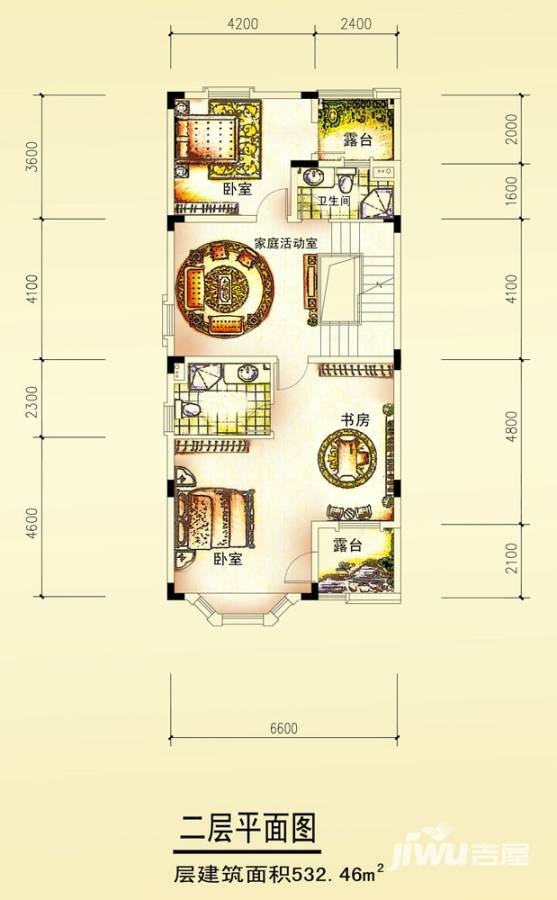 鲁商云山原筑鲁商云山原筑户型图 d型二层平面图 532.46㎡