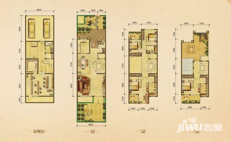 江与城户型图 龙湖江与城原山别墅a1 销售面积约220㎡ 220㎡