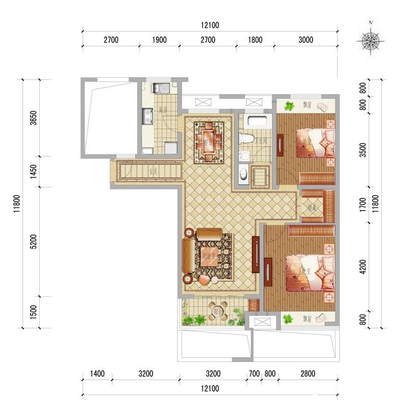 大华锦绣华城大华锦绣华城户型图 10,11,13号楼c户型 99㎡