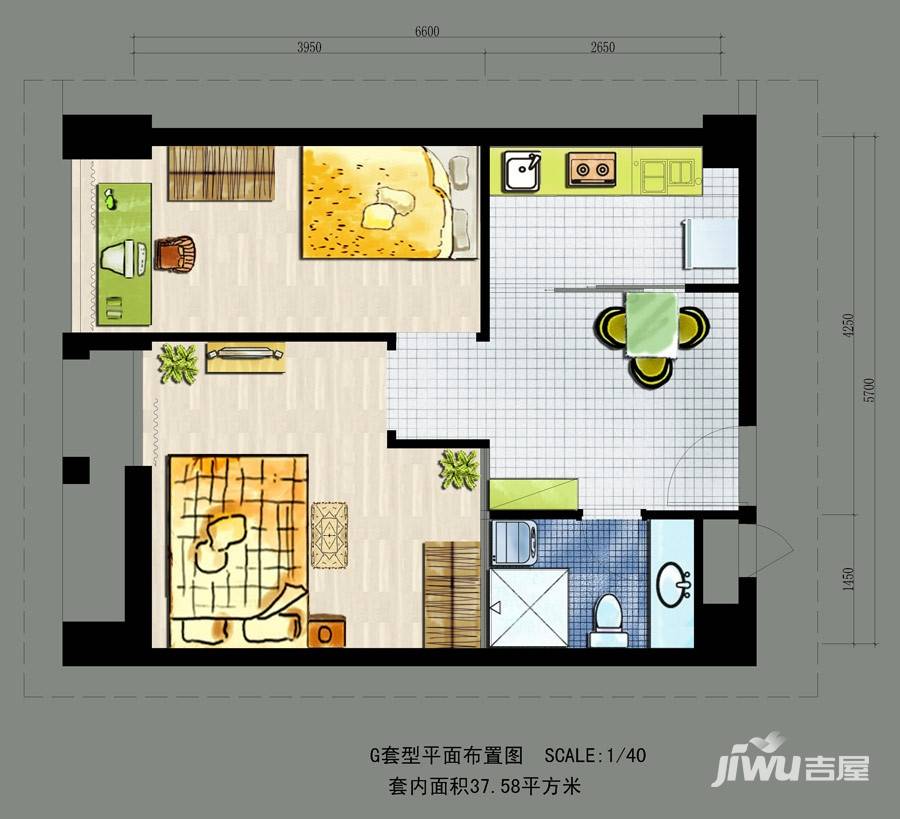 蓝岸live科技青年街区户型图 g户型 37.58㎡