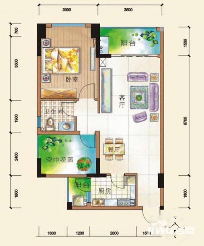 四季康城四季康城户型图 2,3,4,6,7栋a4户型 67.56㎡