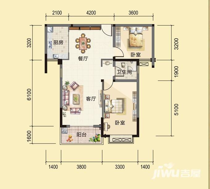 宁港·盛世嘉园户型图 3#楼e户型 93.90㎡